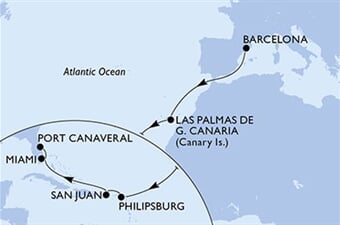 MSC Grandiosa - Španělsko, Nizozemské Antily, Portoriko, USA (z Barcelony)