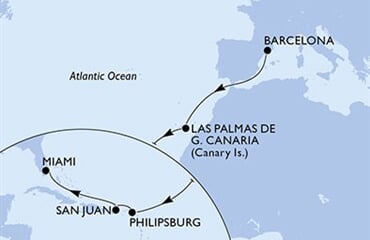MSC Grandiosa - Španělsko, Nizozemské Antily, Portoriko, USA (z Barcelony)