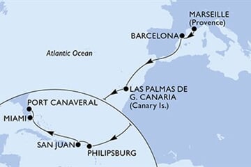 MSC Grandiosa - Francie, Španělsko, Nizozemské Antily, Portoriko, USA (z Marseille)