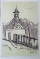 Žloukovice, kaplička, barevná litografie