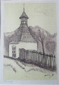 Žloukovice, kaplička, barevná litografie
