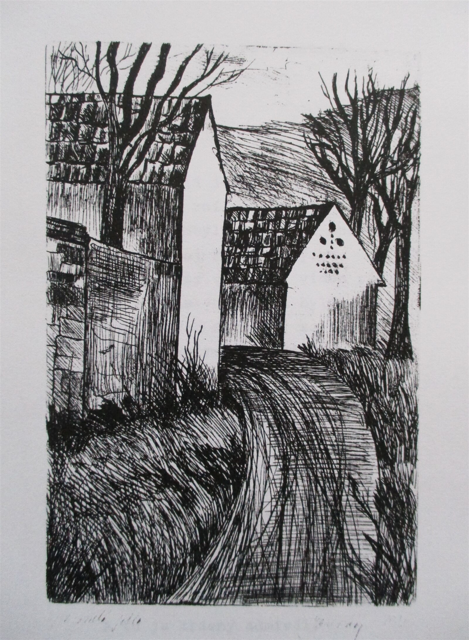Jaroslava Jáněová: Jílové u Prahy, suchá jehla, 21 × 15 cm