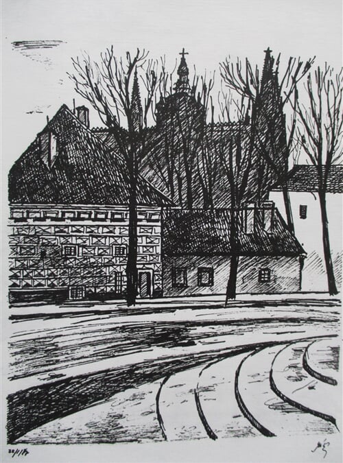 Praha, pohled od Jízdárny Pražského hradu