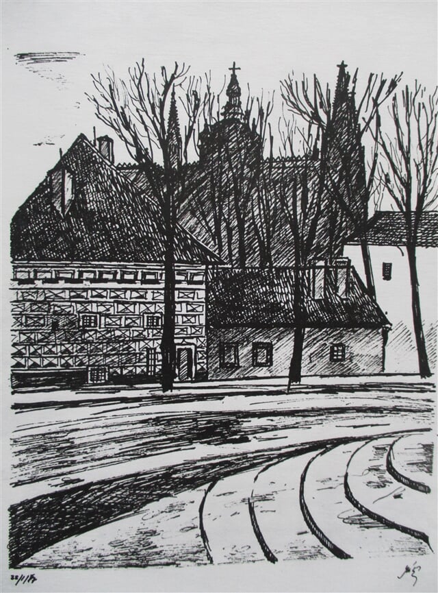 Praha, pohled od Jízdárny Pražského hradu