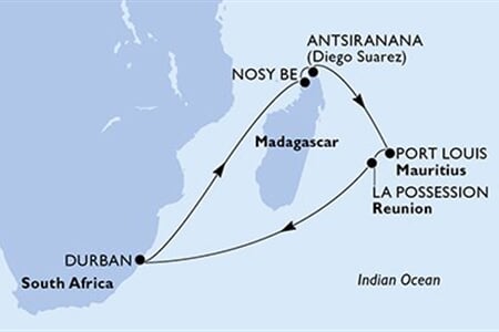 MSC Opera - Jihoafrická r., Madagaskar, Mauritius, Réunion (Durban)
