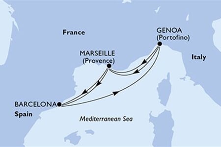 MSC GRANDIOSA - Olaszország, Franciaország, Spanyolország (a Genova-ből)