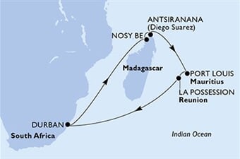 MSC Opera - Jihoafrická r., Madagaskar, Mauritius, Réunion (Durban)