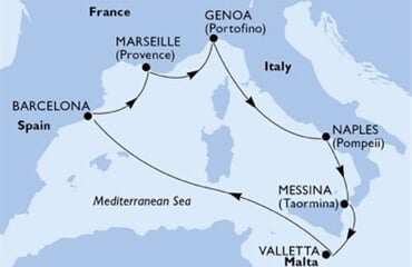 MSC World Europa - Itálie, Malta, Španělsko, Francie (Messina)