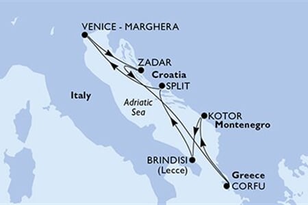 MSC ARMONIA - Olaszország, Horvátország, Görögország, Montenegró (a Brindisi-ből)
