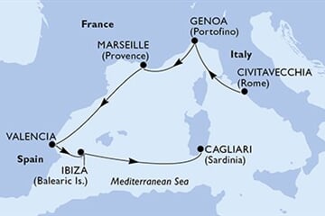 MSC MUSICA - Olaszország, Franciaország, Spanyolország (a Civitavecchia-ből)