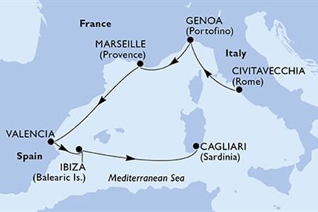 MSC MUSICA - Olaszország, Franciaország, Spanyolország (a Civitavecchia-ből)