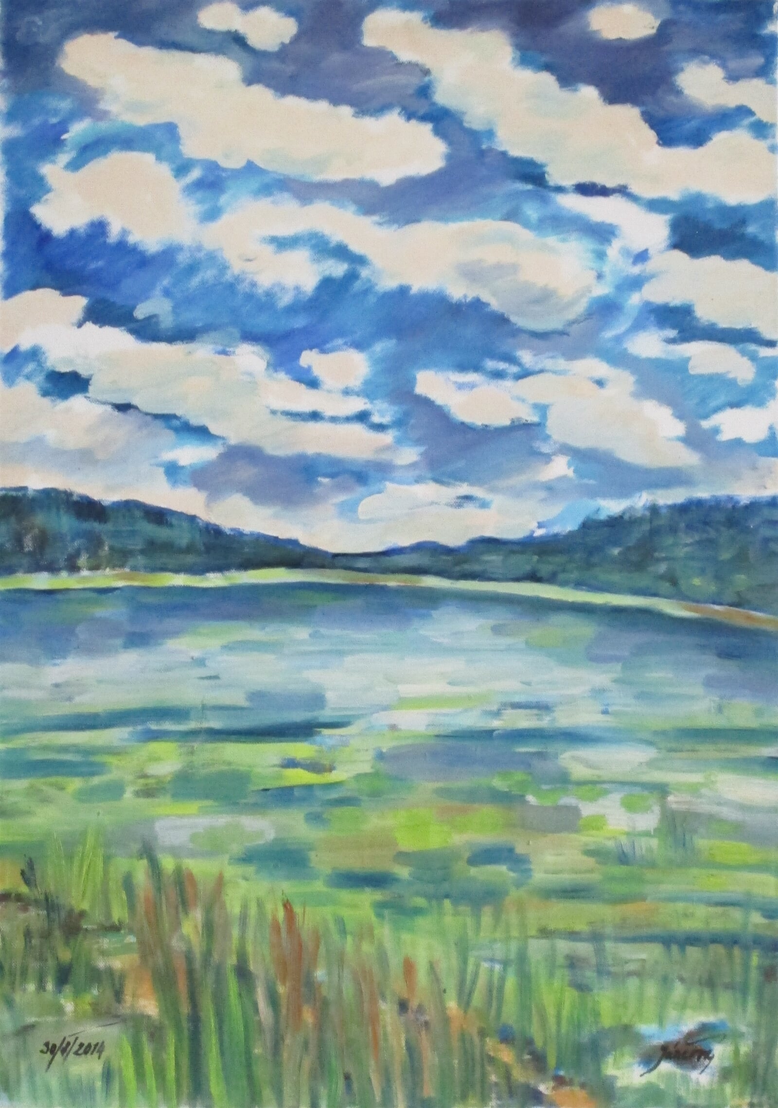 Jaroslava Jáněová: Spolský rybník, Jižní Čechy, 70 × 50 cm
