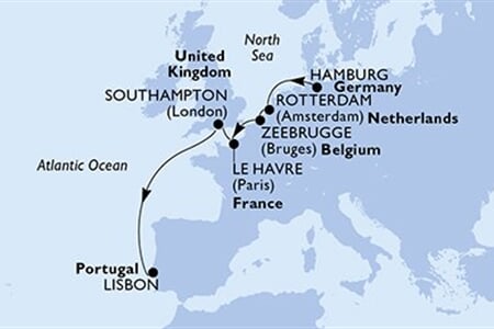 MSC POESIA - Németország, Hollandia, Belgium, Franciaország, Nagy-Britannia, ... (a Hamburg-ból)