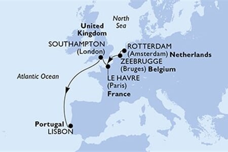 MSC POESIA - Hollandia, Belgium, Franciaország, Nagy-Britannia, Portúgalia (a Rotterdam-ből)