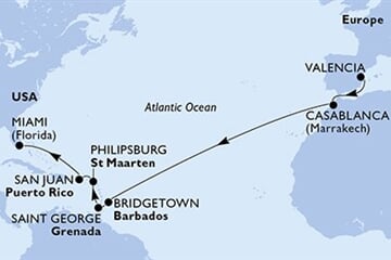 MSC Seaside - Španělsko, Maroko, Barbados, Grenada, Nizozemské Antily, ... (Valencie)