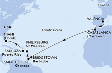 MSC Seaside - Španělsko, Maroko, Barbados, Grenada, Nizozemské Antily, ... (Valencie)