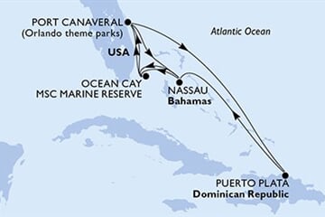 MSC SEASHORE - USA, Dominikán.rep., Bahamy (z Port Canaveralu)