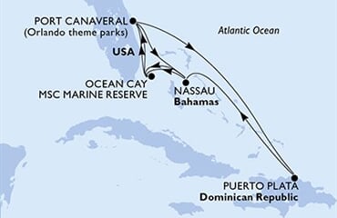 MSC Seashore - USA, Dominikán.rep., Bahamy (z Port Canaveralu)