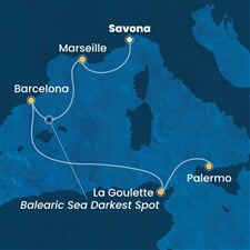 Costa Pacifica - Itálie, Francie, Španělsko, Tunisko (ze Savony)