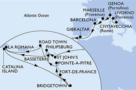 MSC Opera - Itálie, Francie, Španělsko, Gibraltar, Antigua a Barbuda, ... (z Civitavecchie)