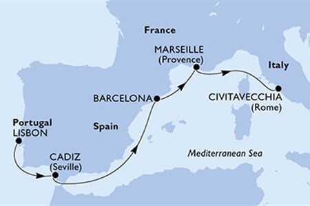 MSC POESIA - Portugalsko, Španělsko, Francie, Itálie (z Lisabonu)