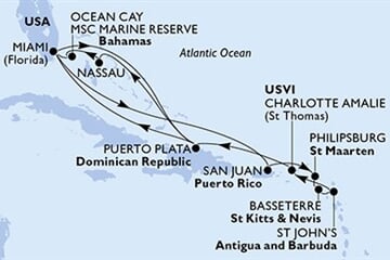 MSC Divina - USA, Portoriko, Nizozemské Antily, Sv.Kryštof a Nevis, Antigua a Barbuda, ... (z Miami)