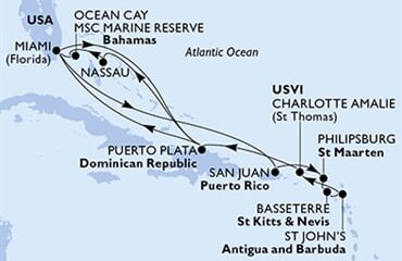 MSC Divina - USA, Portoriko, Nizozemské Antily, Sv.Kryštof a Nevis, Antigua a Barbuda, ... (z Miami)