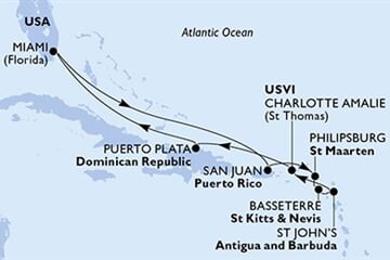 MSC Divina - USA, Portoriko, Nizozemské Antily, Sv.Kryštof a Nevis, Antigua a Barbuda, ... (z Miami)