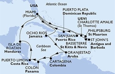 MSC Divina - USA, Jamajka, Aruba, Kolumbie, Panama, ... (z Miami)