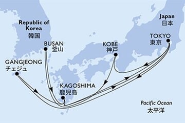 MSC BELLISSIMA - Japán, Dél-Korea (a Tokió-ből)