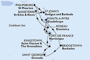 MSC SEAVIEW - Barbados, Grenada, Sv.Vincenc a Grenadiny, Martinik, Guadeloupe, ... (Bridgetown)