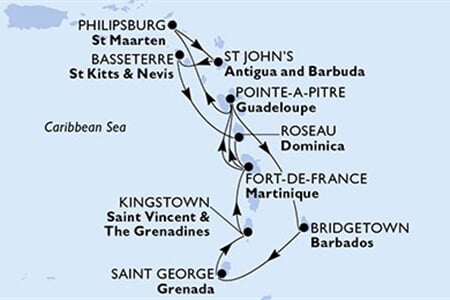 MSC SEAVIEW - Barbados, Grenada, Sv.Vincenc a Grenadiny, Martinik, Guadeloupe, ... (Bridgetown)