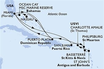 MSC Divina - USA, Portoriko, Nizozemské Antily, Sv.Kryštof a Nevis, Antigua a Barbuda, ... (z Miami)