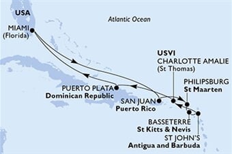 MSC Divina - USA, Portoriko, Nizozemské Antily, Sv.Kryštof a Nevis, Antigua a Barbuda, ... (z Miami)