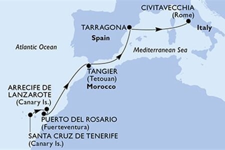 MSC FANTASIA - Spanyolország, Marokkó, Olaszország (a Santa Cruz de Tenerife-ből)