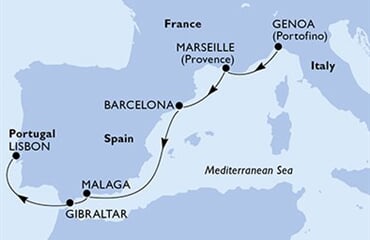 MSC Musica - Itálie, Francie, Španělsko, Gibraltar, Portugalsko (z Janova)
