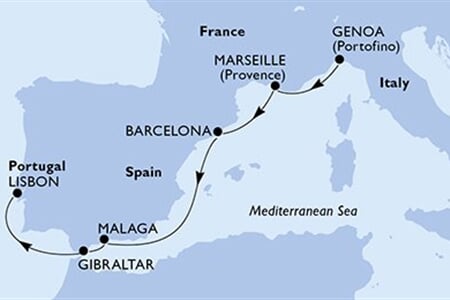MSC Musica - Itálie, Francie, Španělsko, Gibraltar, Portugalsko (z Janova)