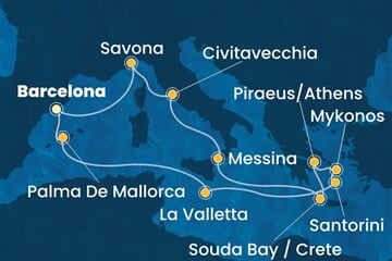 Costa Fascinosa - Španělsko, Malta, Řecko, Itálie (z Barcelony)