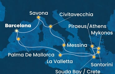 Costa Fascinosa - Španělsko, Malta, Řecko, Itálie (z Barcelony)