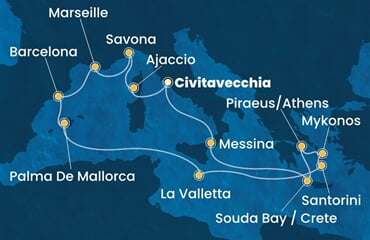 Costa Fascinosa - Itálie, Francie, Španělsko, Malta, Řecko (z Civitavecchie)