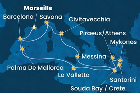 Costa Fascinosa - Francie, Španělsko, Malta, Řecko, Itálie (z Marseille)