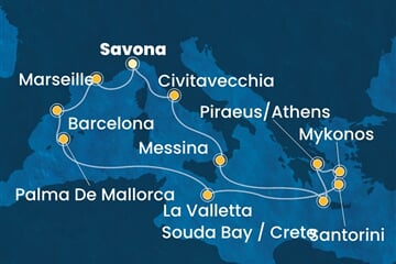 Costa Fascinosa - Itálie, Francie, Španělsko, Malta, Řecko (ze Savony)