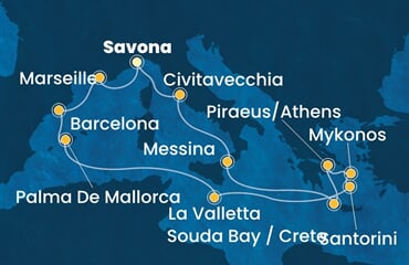 Costa Fascinosa - Itálie, Francie, Španělsko, Malta, Řecko (ze Savony)