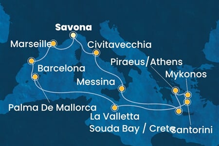 Costa Fascinosa - Itálie, Francie, Španělsko, Malta, Řecko (ze Savony)