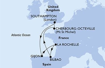 MSC Meraviglia - Velká Británie, Španělsko, Francie (ze Southamptonu)