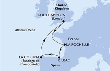 MSC Meraviglia - Velká Británie, Francie, Španělsko (ze Southamptonu)