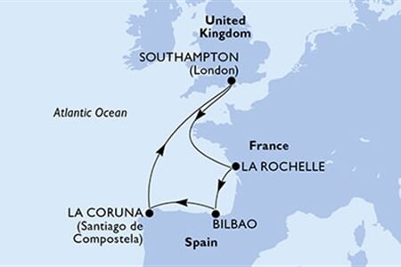 MSC Meraviglia - Velká Británie, Francie, Španělsko (ze Southamptonu)