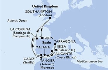 MSC Meraviglia - Velká Británie, Španělsko, Maroko (ze Southamptonu)