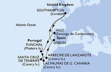 MSC Meraviglia - Velká Británie, Španělsko, Portugalsko (ze Southamptonu)
