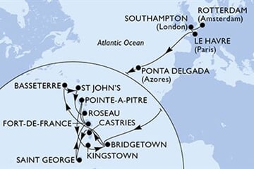 MSC Virtuosa - Nizozemí, Velká Británie, Francie, Portugalsko, Barbados, ... (Rotterdam)